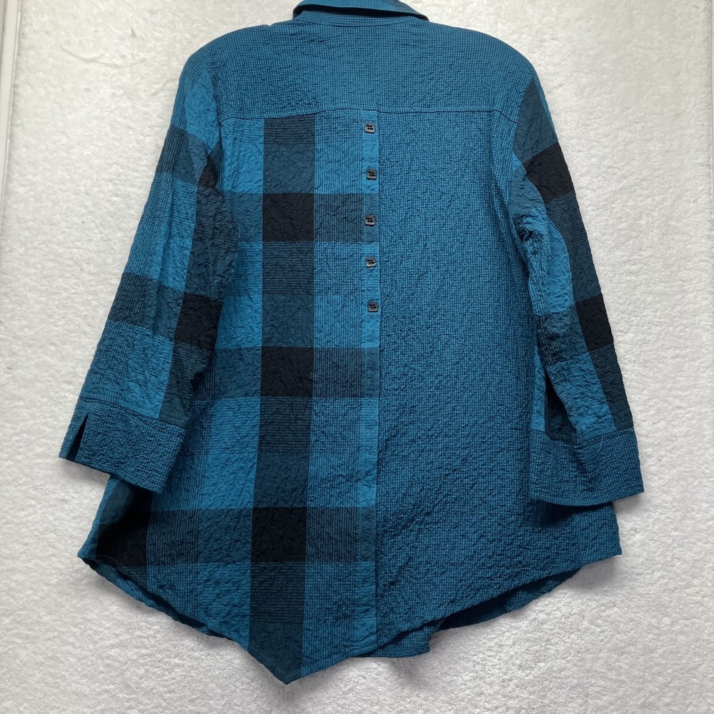 Ali Miles Womens Size M Blue 3/4 Sleeve Button Up Blouse Top (V3) - Picture 4 of 4
